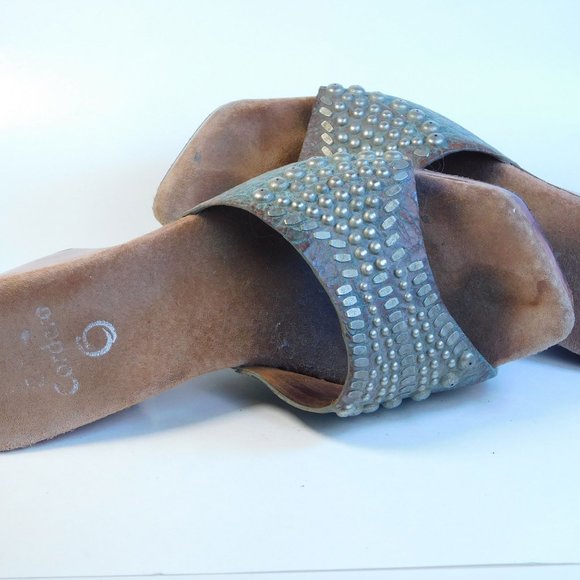 Calleen Cordero Clogs Mules Blue Studded - Picture 1 of 7